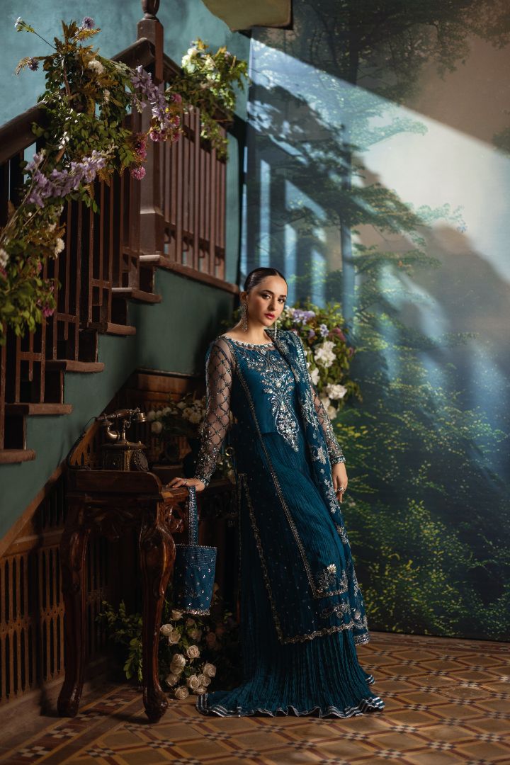 hira mani blue dress Hira Mani long Frock
